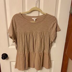 Tan Short Sleeve Women's Top